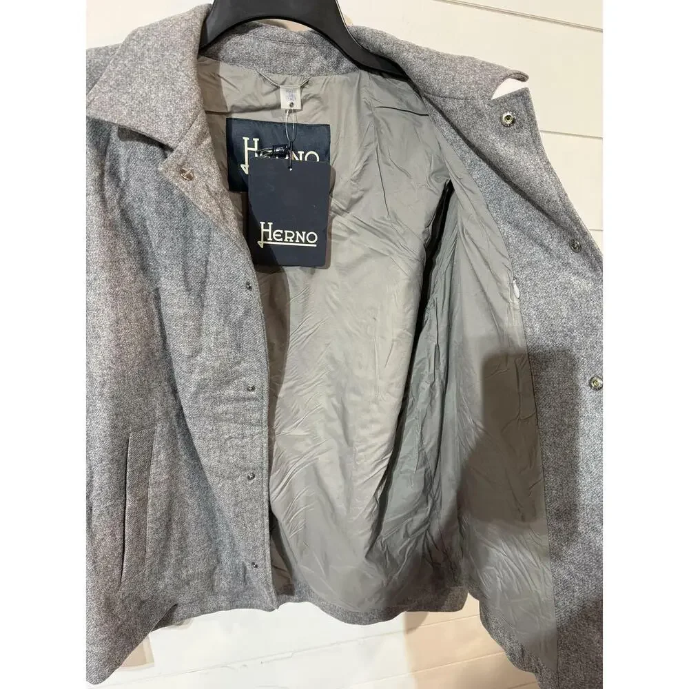 Herno Men's Gray Flannel Shirt Jacket 52 RTL: $990.00